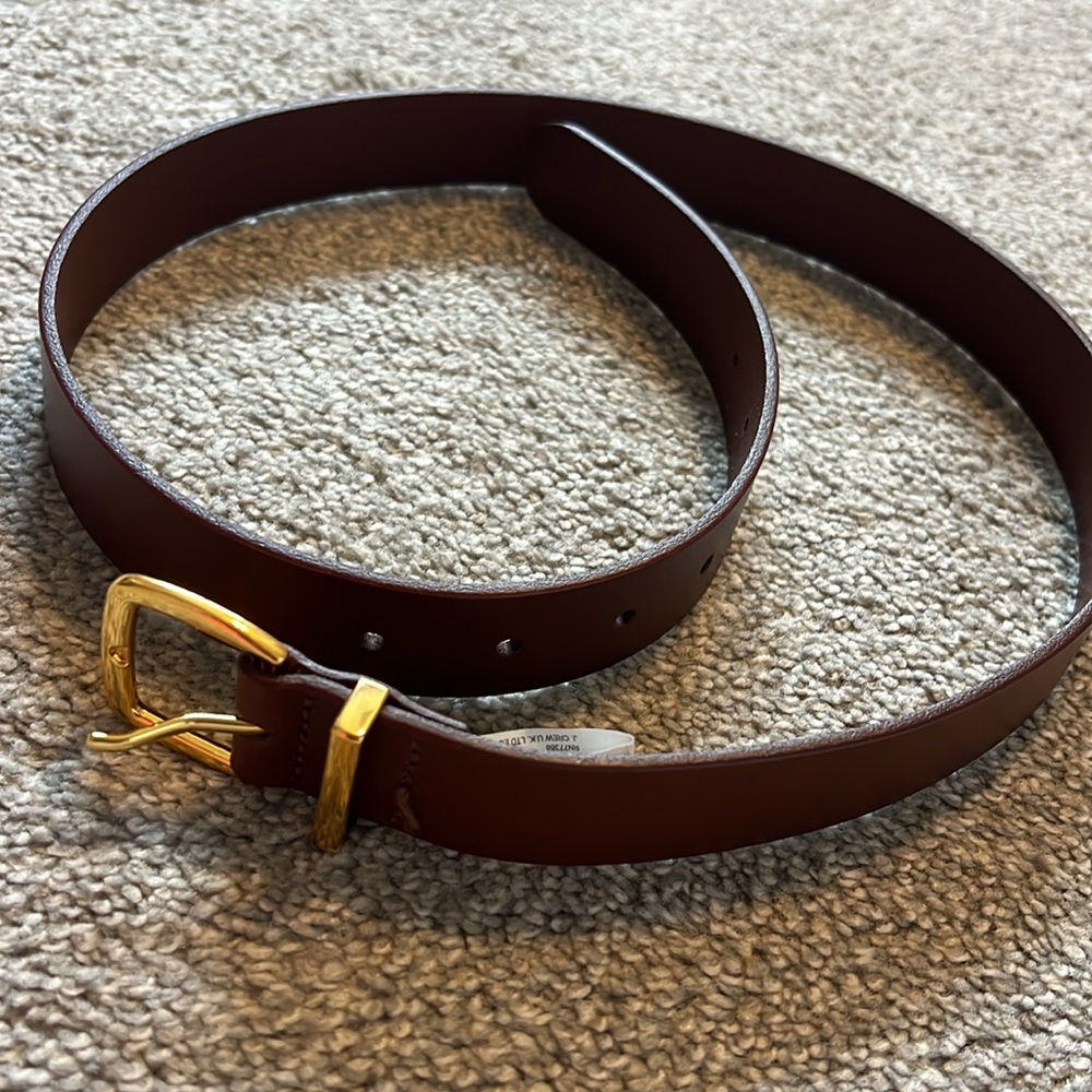 Essential Leather Belt Warm Cinnamon Brown with Gold Buckle Hardware Small